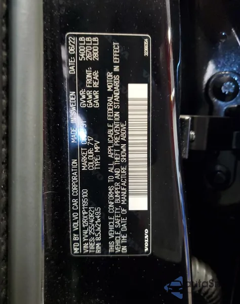 2023 Volvo Xc60 Ultimate из США, поврежденный, VIN YV4L12RX1P1195100